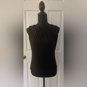 COPY - Sleeveless, pleated collar Calvin Klein fitted top, size 2P, black
